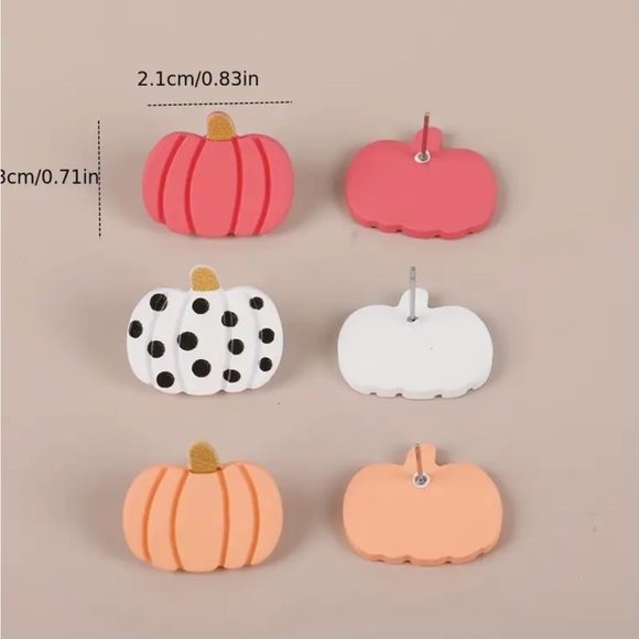 Pumpkin Stud Earrings ~ Set of 3 - Picture 3 of 3
